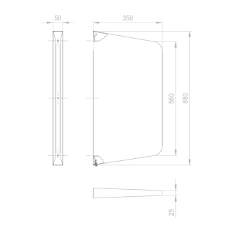 Deliaca stena medzi urinálmi 50x680x350 mm, nerez mat 13007.S