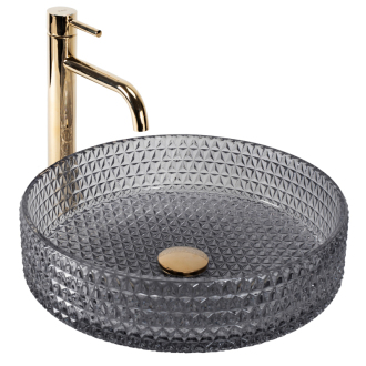 Umývadlo na dosku Rea Cristal Grey 39 nikiel brush ring