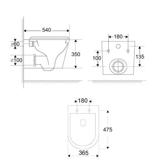 WC závesné kapotované, Smart Flush RIMLESS, keramické, vr. sedátka CSS125 VSD85T1