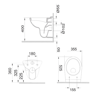 WC závesné, RIMLESS, 530x355x360, keramické, vrátane sedátka CSS124 VSD81S2