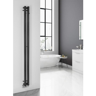 PILON vykurovacie teleso 122x1800mm, s dvoma háčikmi pre uterák, čierna mat
