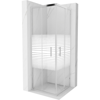 MEXEN RIO sprchovací kút štvorec 70x70x190 cm 5mm chróm-pásy 860-070-070-01-20