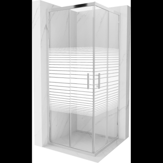 MEXEN RIO sprchovací kút štvorec 80x80x190 cm 5mm chróm-pásy 860-080-080-01-20