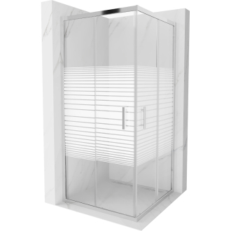 MEXEN RIO sprchovací kút štvorec 90x90x190 cm 5mm chróm-pásy 860-090-090-01-20