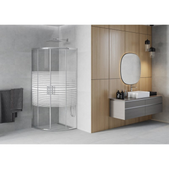 MEXEN RIO sprchovací kút štvrťkruh 80x80x190 cm 5mm chróm-pásy 863-080-080-01-20