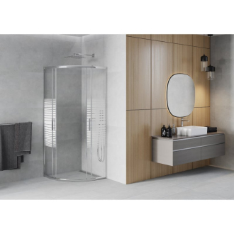 MEXEN RIO sprchovací kút štvrťkruh 80x80x190 cm 5mm chróm-pásy 863-080-080-01-20