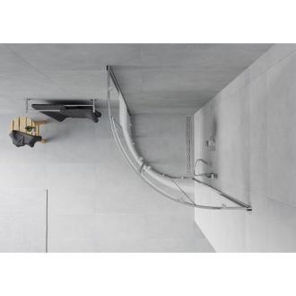 MEXEN RIO sprchovací kút štvrťkruh 80x80x190 cm 5mm chróm-pásy 863-080-080-01-20