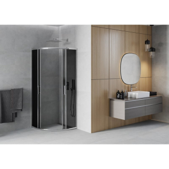 MEXEN RIO sprchovací kút štvrťkruh 80x80x190 cm 5mm chróm-dymové 863-080-080-01-40