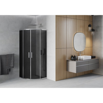 MEXEN RIO sprchovací kút štvrťkruh 80x80x190 cm 5mm chróm-dymové 863-080-080-01-40