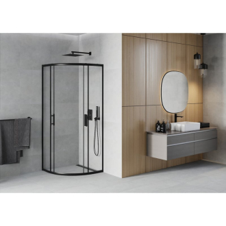 MEXEN RIO sprchovací kút štvrťkruh 80x80x190 cm 5mm čierna-číre 863-080-080-70-00