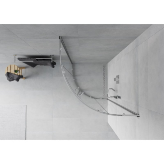 MEXEN RIO sprchovací kút štvrťkruh 90x90x190 cm 5mm chróm-číre 863-090-090-01-00