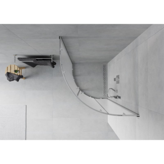MEXEN RIO sprchovací kút štvrťkruh 90x90x190 cm 5mm chróm-satén 863-090-090-01-30