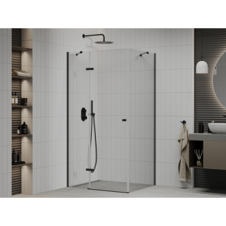 Mexen Roma sklopná sprchová kabína 100 x 90 cm, priehľadná, čierna - 854-100-090-70-00