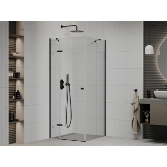 Mexen Roma sklopná sprchová kabína 90 x 90 cm, priehľadná, čierna - 854-090-090-70-00