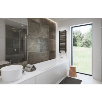 Kúpeľňový radiátor STICK - 500 × 1110 mm, výkon 546 W, Biely (C35 white silk), Spodné centrálne pripojenie D50