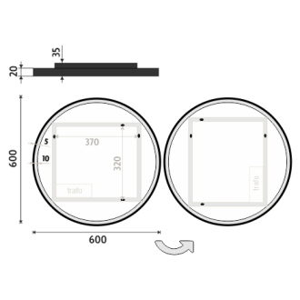 Nimco ZPC 28000R-90 Čierne okrúhle LED zrkadlo pr. 600