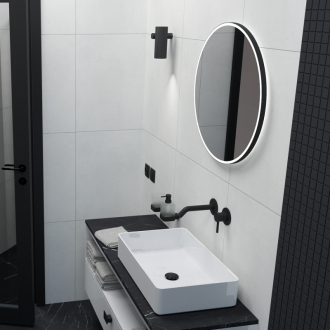 Nimco ZPC 28000R-90 Čierne okrúhle LED zrkadlo pr. 600