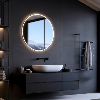 Nimco ZPC 29002R-90 Čierne okrúhle LED zrkadlo pr.
