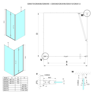 LORO štvorcový sprchovací kút 900x900 mm GN4590-04