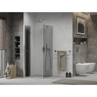 Mexen Lima skladací sprchovací kút 90 x 90 cm, grafit, chróm - 856-090-090-01-40
