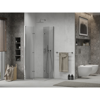 Mexen Lima Duo skladací sprchovací kút 80 x 80 cm, transparentný, chróm - 856-080-080-02-00