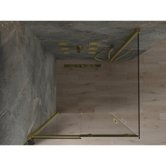 Mexen Omega výsuvná sprchová kabína 100 x 100 cm, priehľadná, zlatá - 825-100-100-50-00
