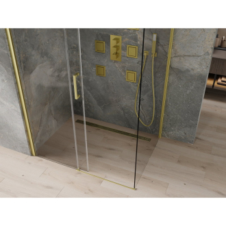 Mexen Omega výsuvná sprchová kabína 110 x 80 cm, priehľadná, zlatá - 825-110-080-50-00
