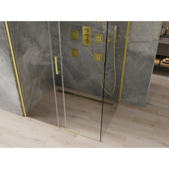 Mexen Omega výsuvná sprchová kabína 130 x 100 cm, priehľadná, zlatá - 825-130-100-50-00