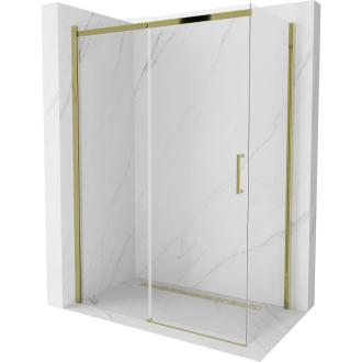 Mexen Omega výsuvná sprchová kabína 140 x 80 cm, priehľadná, zlatá - 825-140-080-50-00