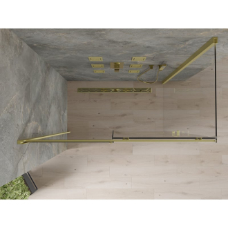 Mexen Omega výsuvná sprchová kabína 140 x 80 cm, priehľadná, zlatá - 825-140-080-50-00