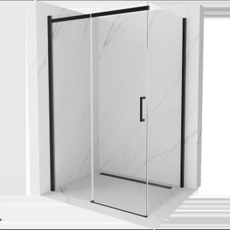 Mexen Omega výsuvná sprchová kabína 100 x 90 cm, priehľadná, čierna - 825-100-090-70-00