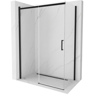 Mexen Omega výsuvná sprchová kabína 140 x 80 cm, priehľadná, čierna - 825-140-080-70-00