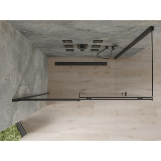 Mexen Omega výsuvná sprchová kabína 140 x 80 cm, priehľadná, čierna - 825-140-080-70-00