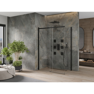 Mexen Omega výsuvná sprchová kabína 140 x 80 cm, priehľadná, čierna - 825-140-080-70-00