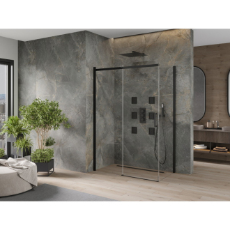 Mexen Omega výsuvná sprchová kabína 140 x 80 cm, priehľadná, čierna - 825-140-080-70-00