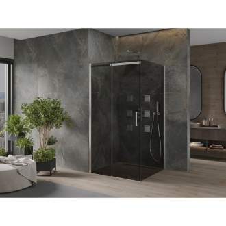 Mexen Omega výsuvný sprchovací kút 100 x 100 cm, grafit, chróm - 825-100-100-01-40