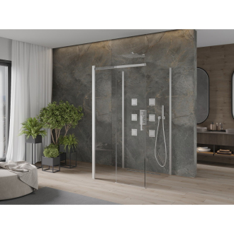 Mexen Omega 3stenný sprchovací kút, výsuvný 100 x 100 cm, transparentný, chróm - 825-100-100-01-00-3S