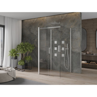 Mexen Omega 3stenný sprchovací kút, výsuvný 100 x 100 cm, transparentný, chróm - 825-100-100-01-00-3S