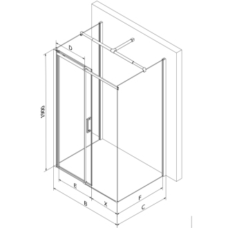 Mexen Omega 3stenný sprchovací kút, výsuvný 110x90, transp., chróm 825-110-090-01-00-3S