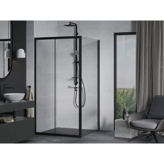Mexen Apia výsuvná sprchová kabína 100 x 100 cm, priehľadná, čierna - 840-100-100-70-00