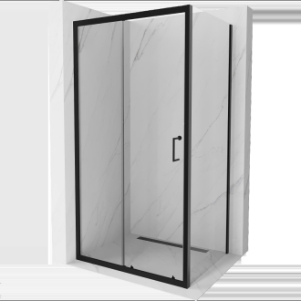 Mexen Apia výsuvná sprchová kabína 140 x 90 cm, priehľadná, čierna - 840-140-090-70-00