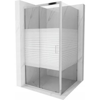 Mexen Apia vysúvací sprchovací kút 90 x 90 cm, transparentný/pruhy, chróm - 840-090-090-01-20