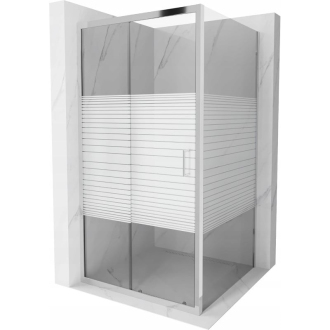 Mexen Apia vysúvací sprchovací kút 100 x 100 cm, transparentný/pruhy, chróm - 840-100-100-01-20