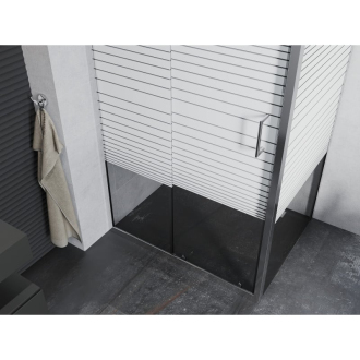 Mexen Apia vysúvací sprchovací kút 110 x 70 cm, transparentný/pruhy, chróm - 840-110-070-01-20