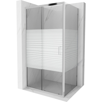 Mexen Apia vysúvací sprchovací kút 120 x 90 cm, transparentný/pruhy, chróm - 840-120-090-01-20