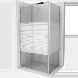 Mexen Apia vysúvací sprchovací kút 140 x 80 cm, transparentný/pruhy, chróm - 840-140-080-01-20