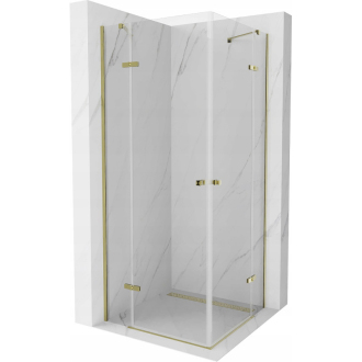 Mexen Roma Duo sklopná sprchová kabína 90 x 90 cm, priehľadná, zlatá - 854-090-090-50-00-02