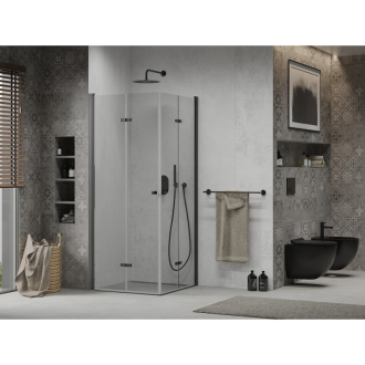 Mexen Lima Duo skladací sprchovací kút 90 x 90 cm, transparentný, čierna - 856-090-090-50-00-02