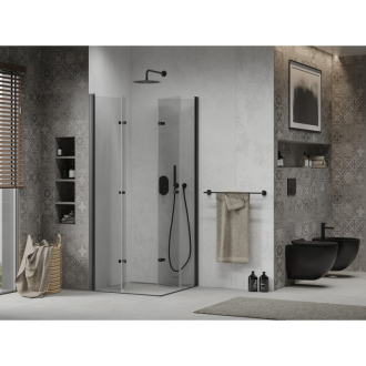 Mexen Lima Duo skladací sprchovací kút 90 x 90 cm, transparentný, čierna - 856-090-090-50-00-02