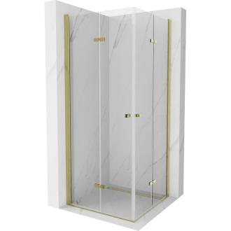Mexen Lima Duo skladací sprchovací kút 90 x 90 cm, transparentný, zlatá - 856-090-090-50-00-02